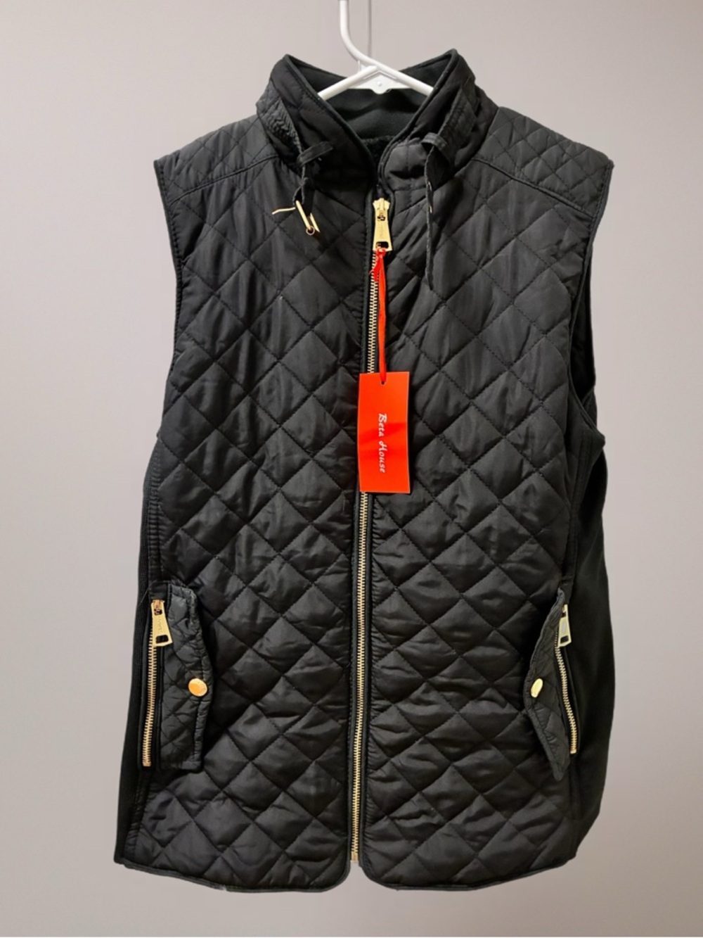 Beta House Quilted Black Vest with Gold Hardware - Red Hare